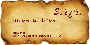 Sinkovits Ákos névjegykártya
